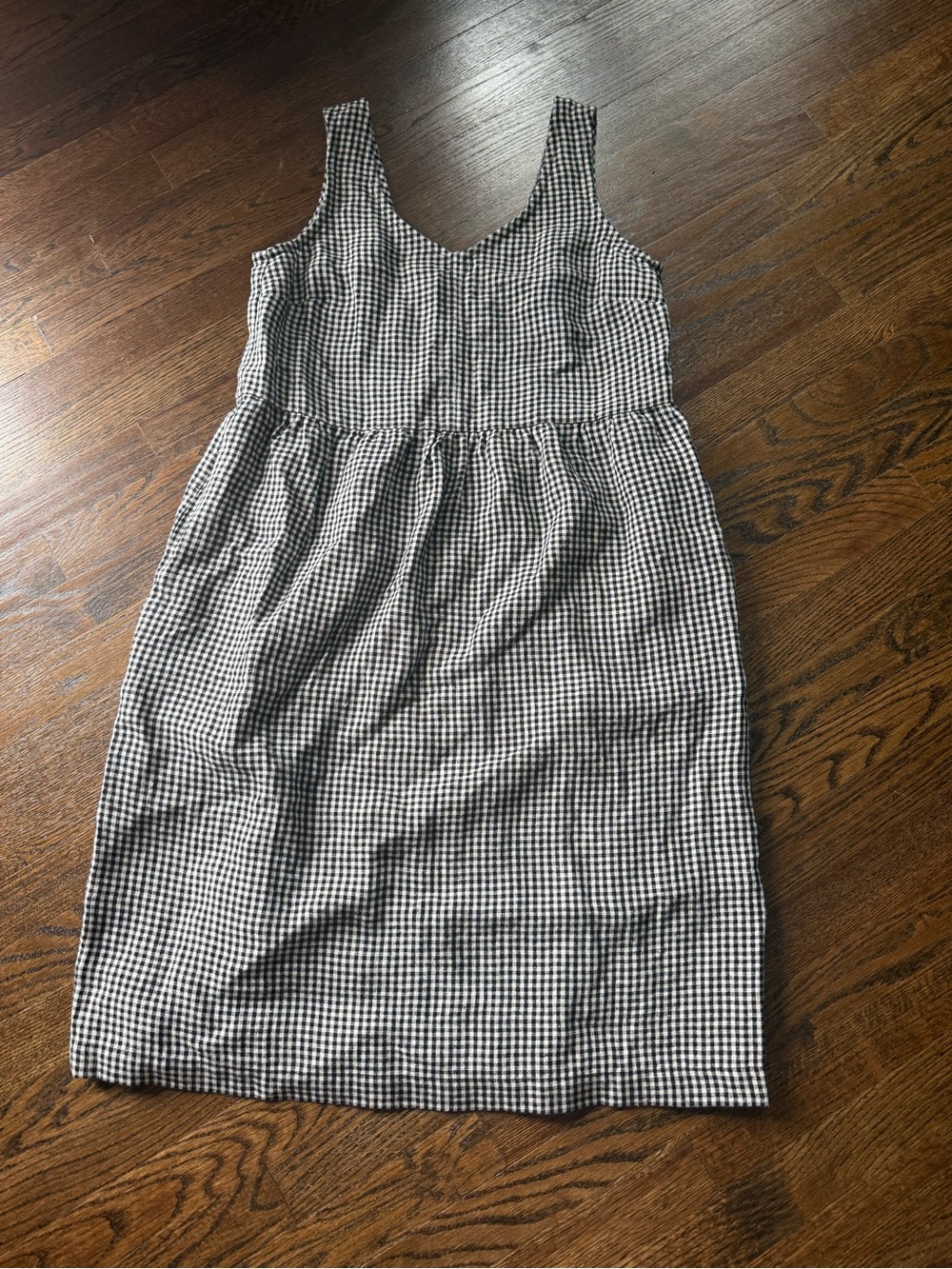 Not Perfect Linen Dress Black and White Checkered Small 100% Linen
